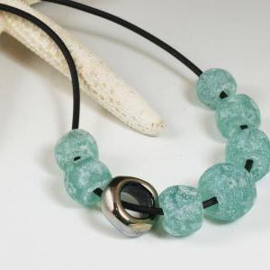 Friction Sea Green - Modern Necklace With Handmade..